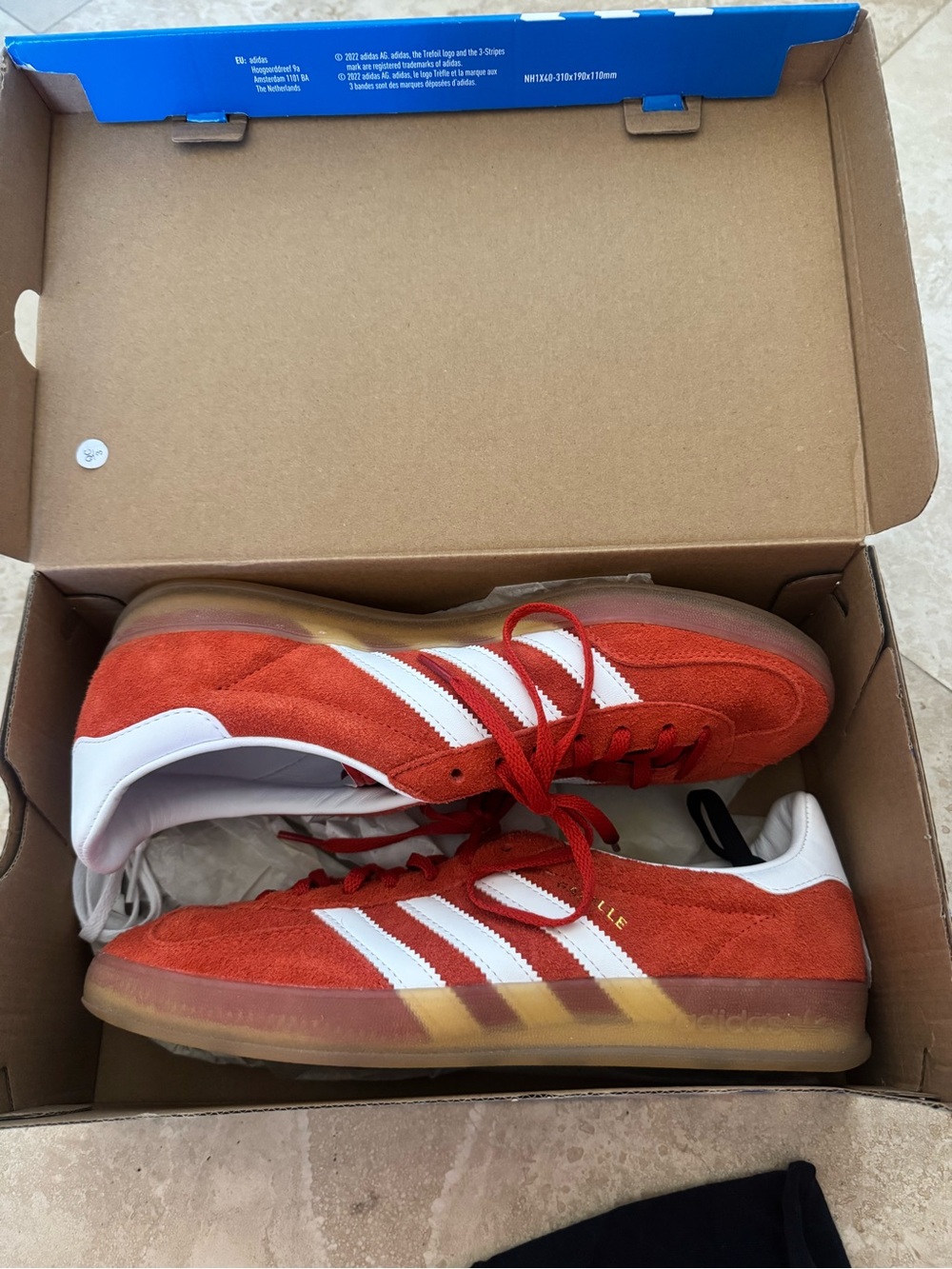 adidas Red Suede Sneakers with White Stripes